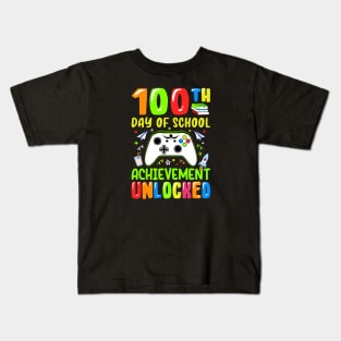 100th Day Of School Achievement Unlocked - Gamer Student Kids T-Shirt